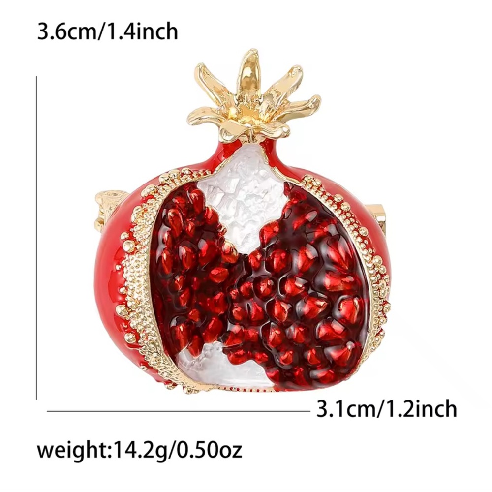 Classic Rhinestone Pomegranate Brooch - Picture 3 of 7